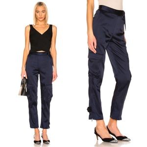 JONATHAN SIMKHAI Carolina Structured Sateen Cargo Utility Pants in Midnight Blue